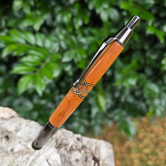 Black Walnut/Cherry Segmented Imperial Click Style Pen with Etched Metal Trim