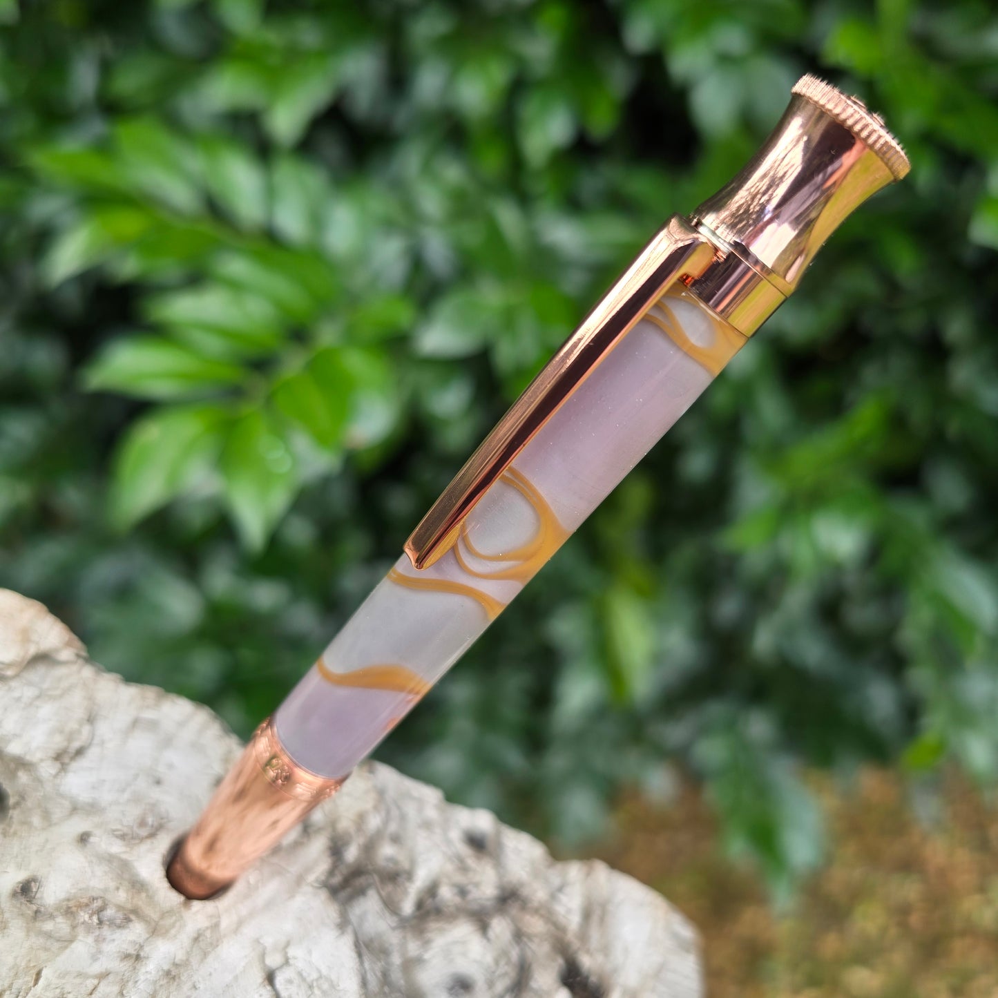 Acrylic Resin Samsara Twist Style Pen with Copper Trim
