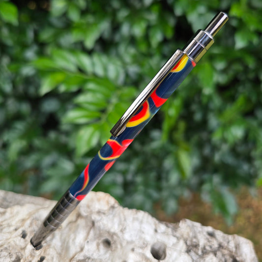 Acrylic Resin Slender Click Pen with Etched Metal Trim