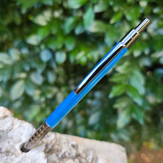 Acrylic Resin Slender Click Style Pen with Etched Metal Trim