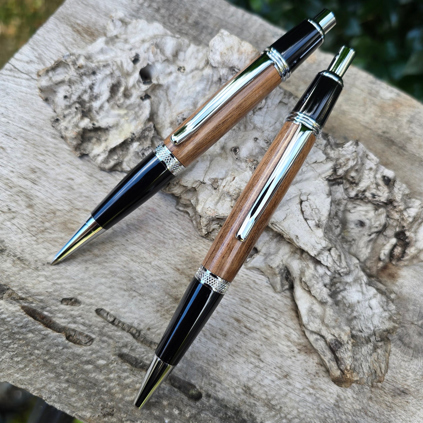 Black Walnut Sierra Click Style Pen & Pencil Set with Black/Silver Trim