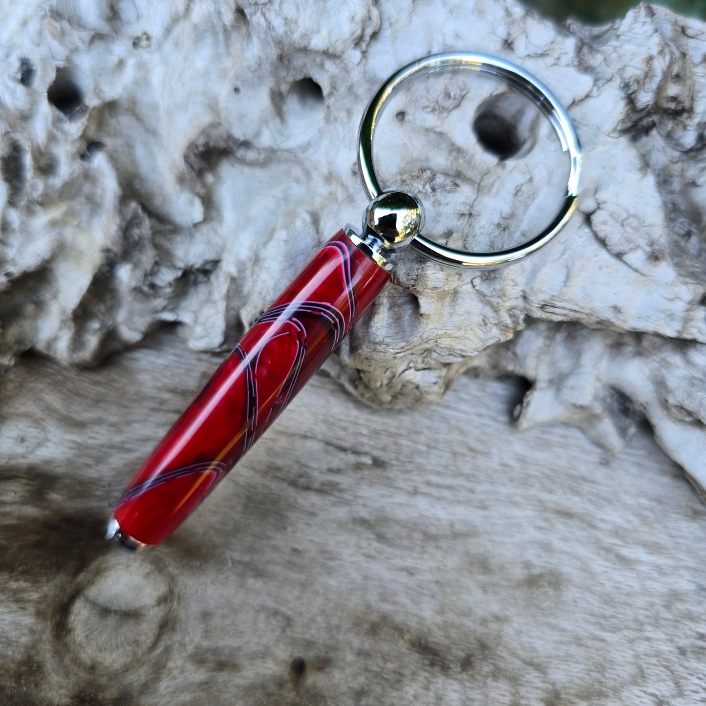 Acrylic Resin Key Charm with Silver Trim