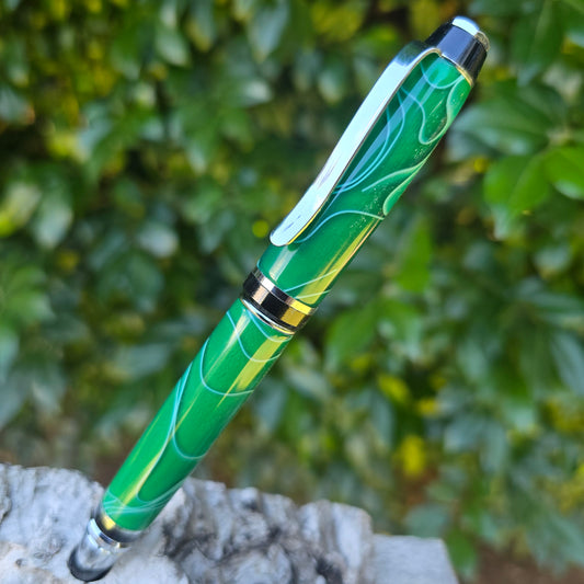 Acrylic Resin Cuban Twist Style Pen with Silver Trim