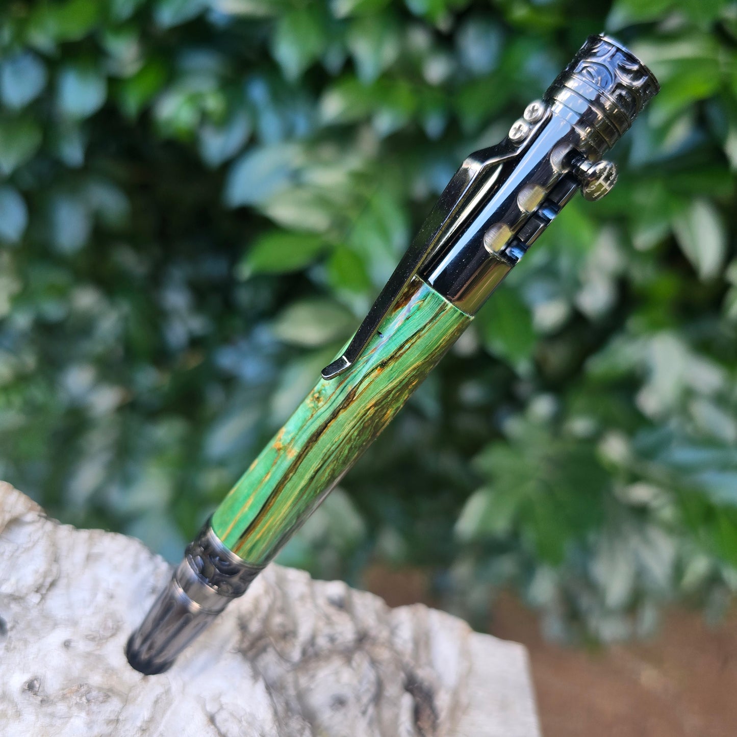 Green Hemp Bathurst Style Pen with Etched Metal Trim