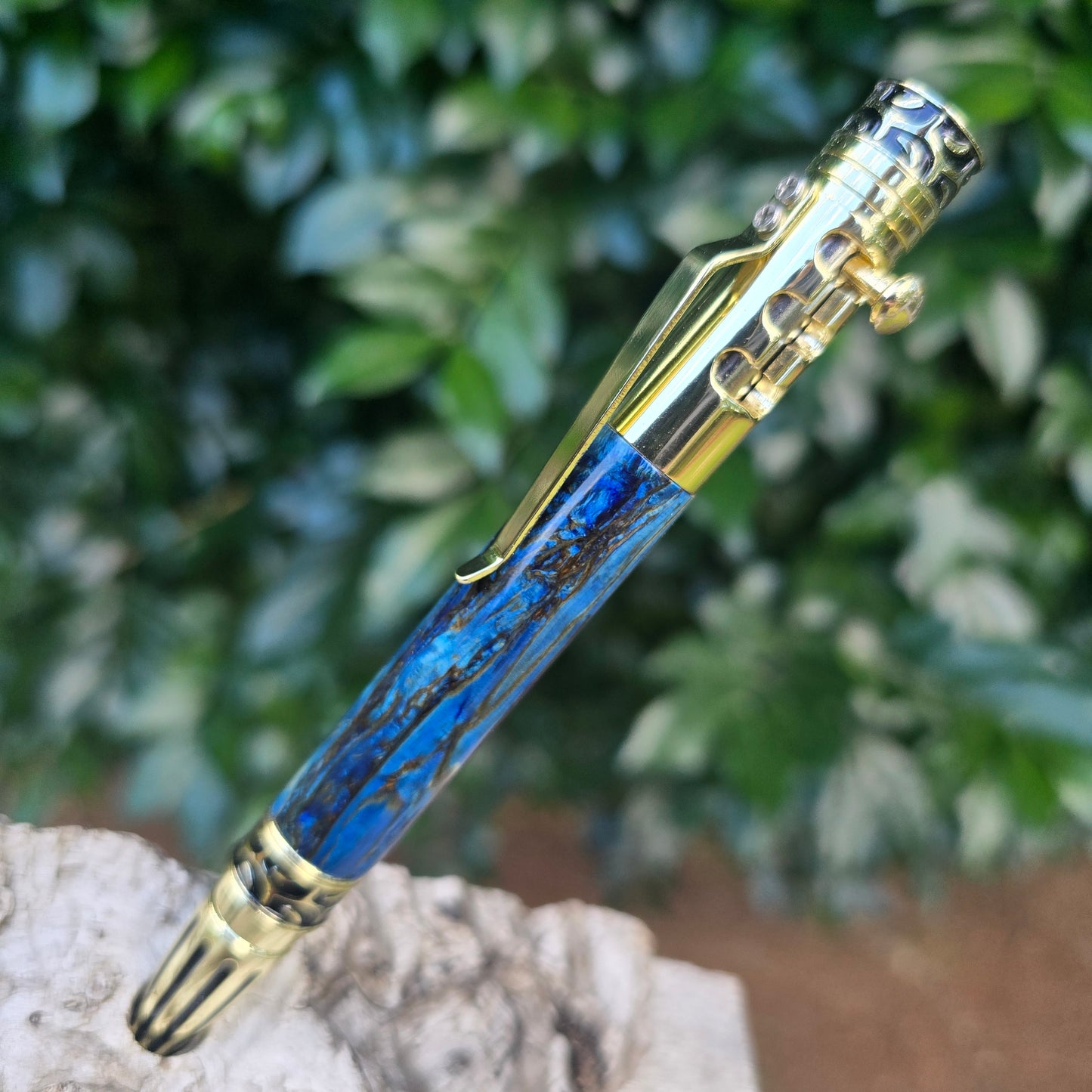 Blue Hemp Bathurst Style Pen with Gold Trim