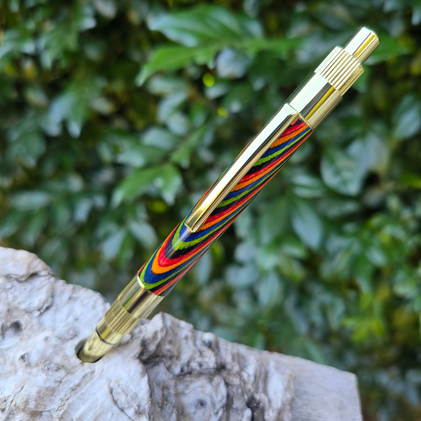 Funfetti Spectraply Axel Click Style Pen with Gold Trim