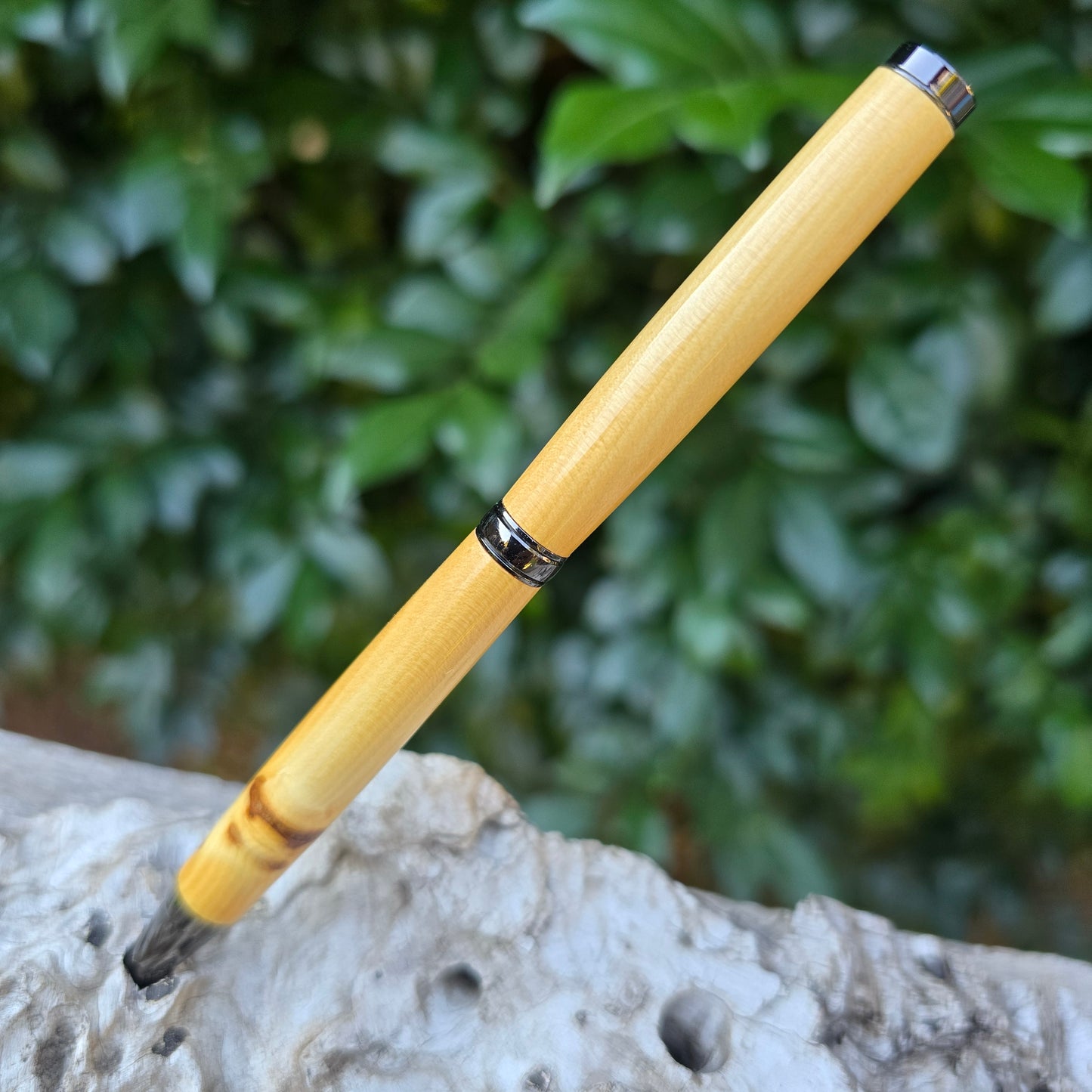 Huon Pine Slimline Pen with Etched Metal Trim