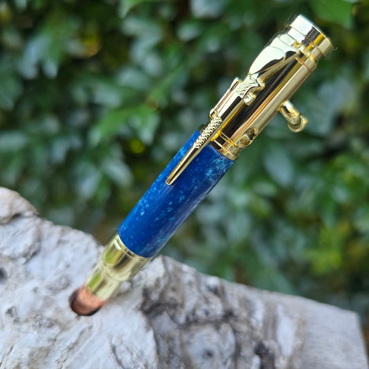 Epoxy Resin MINI Ned Kelly Style Pen with Gold Trim