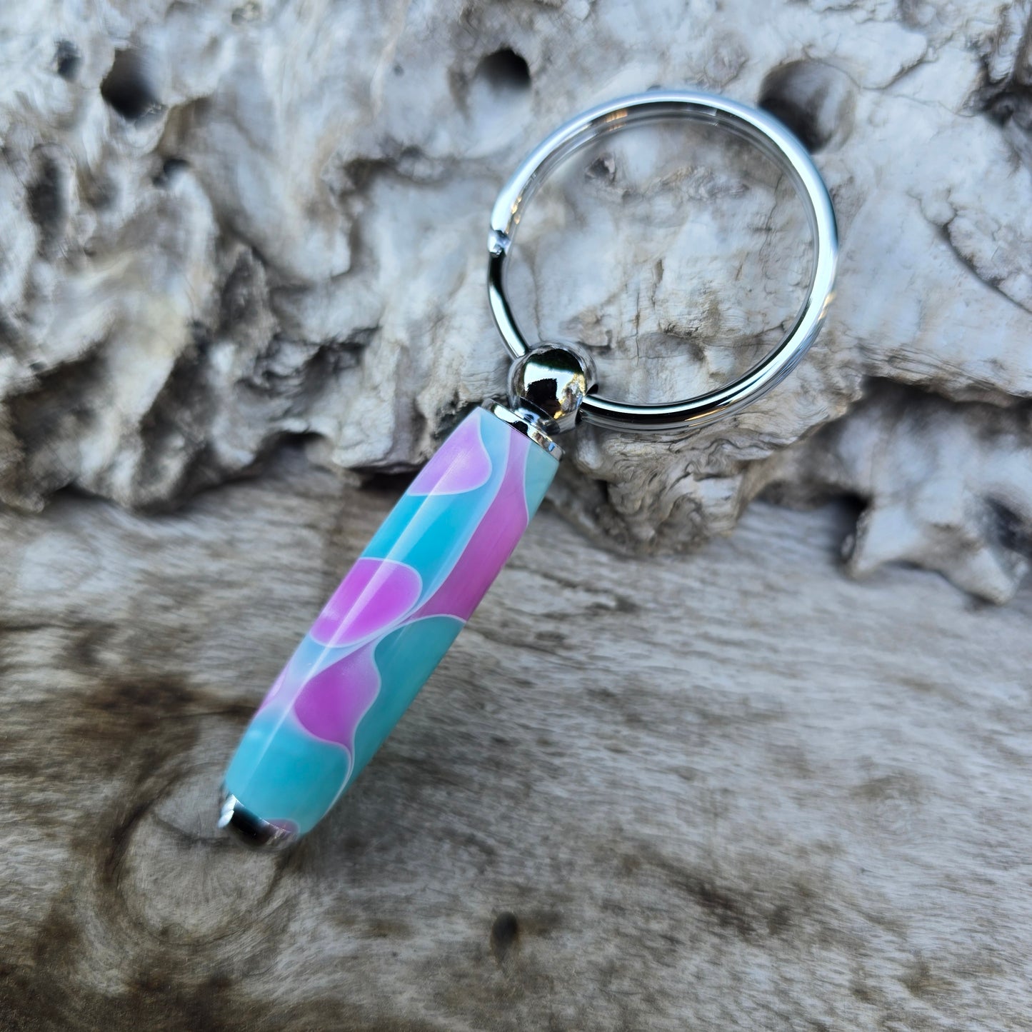 Acrylic Resin Key Charm with Silver Trim