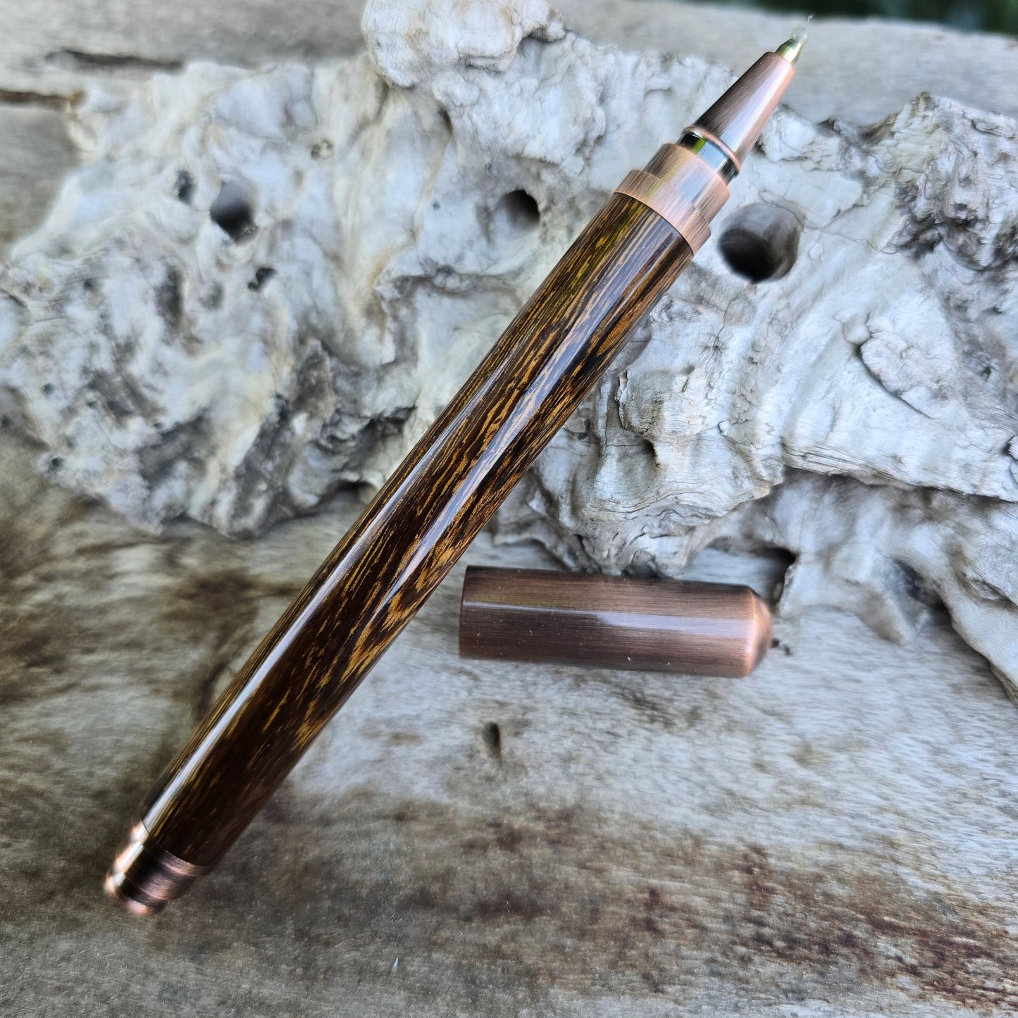 Pheasant Wood Chester Rollerball Pen with Antique Copper Trim