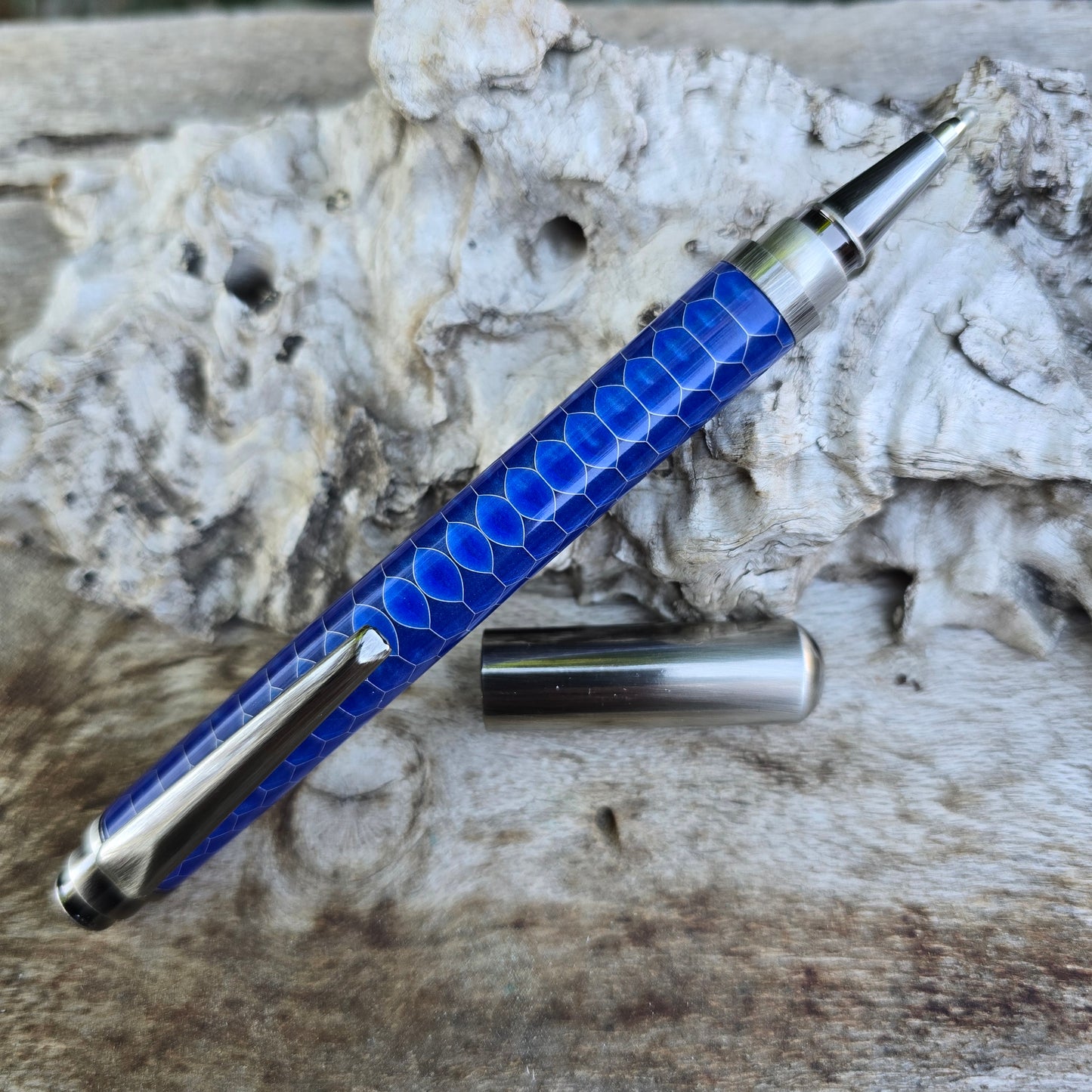Aluminium Honeycomb Chester Rollerball Pen with Pewter Trim
