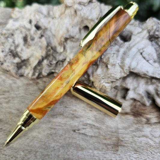 Epoxy Resin Chester Rollerball Pen with Gold Trim