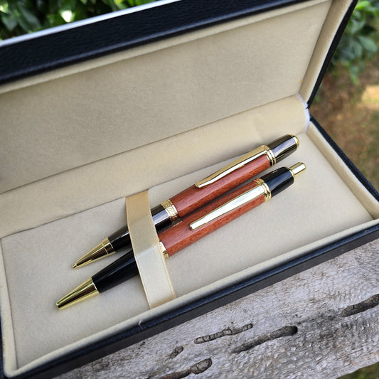 River Red Gum Sierra CLICK Style Pen & TWIST Style Pencil Set with Gold Trim