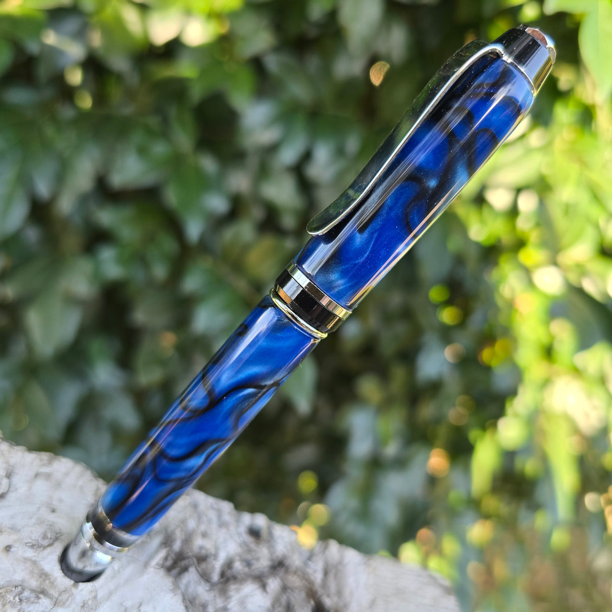 Acrylic Cuban Style Twist Pen with Silver Trim