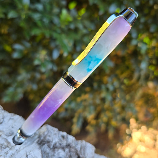 Ice Crush Acrylic Cuban Style Twist Pen with Silver Trim