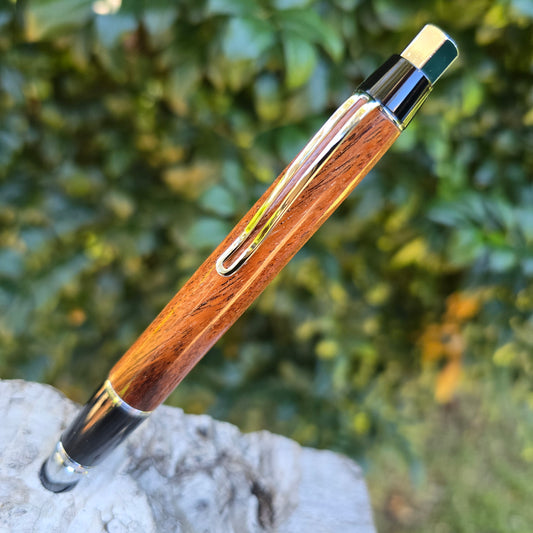 Tasmanian Blackwood Ashton Click Style Pen with Black/Silver Trim