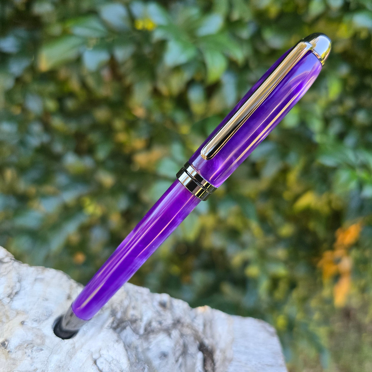 Acrylic Resin Euro Twist Style Pen with Etched Metal Trim